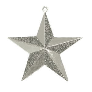 Trinket - 3D Glitter Star - 12pc - Glitter Silver