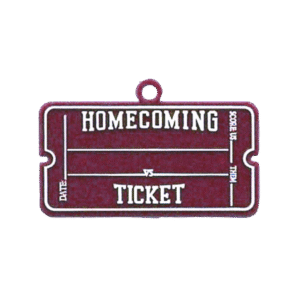 Trinket - Homecoming Ticket Charm 2.5in - (24pc) - Burgundy / White