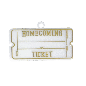 Trinket - Homecoming Ticket Charm 2.5in - (24pc) - White / Gold