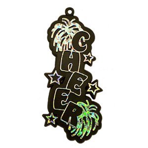 Trinket - Cheer Charm (Vertical) 3.25 in - (24pc) - Black / Silver