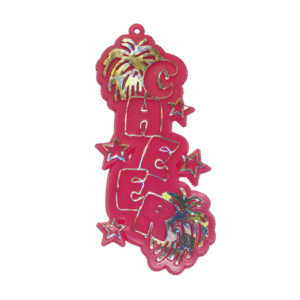 Trinket - Cheer Charm (Vertical) 3.25 in - (24pc) - Hot Pink / Silver