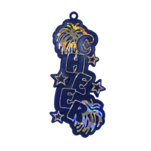 Trinket - Cheer Charm (Vertical) 3.25 in - (24pc) - Navy / Silver