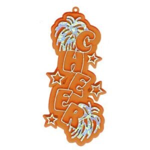 Trinket - Cheer Charm (Vertical) 3.25 in - (24pc) - Orange / Silver