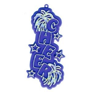 Trinket - Cheer Charm (Vertical) 3.25 in - (24pc) - Purple / Silver