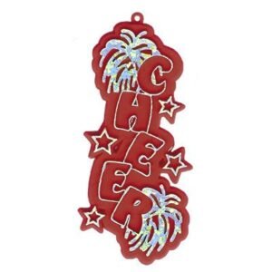 Trinket - Cheer Charm (Vertical) 3.25 in - (24pc) - Red / Silver
