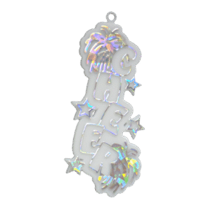 Trinket - Cheer Charm (Vertical) 3.25 in - (24pc) - White / Silver
