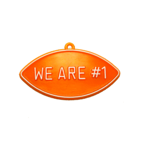 Trinket - We're #1 Oval Charm - 24pc - Orange / White