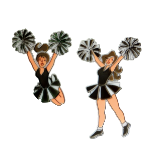 Trinket - Cheerleader Duo 3 " (2 designs) - (24pc) - Black / White