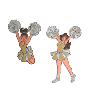 Trinket - Cheerleader Duo 3 " (2 designs) - (24pc) - White / Gold