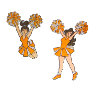 Trinket - Cheerleader Duo 3 " (2 designs) - (24pc) - Orange / White