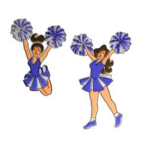 Trinket - Cheerleader Duo 3 " (2 designs) - (24pc) - Purple / White