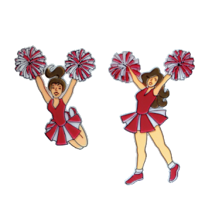 Trinket - Cheerleader Duo 3 " (2 designs) - (24pc) - Red / White