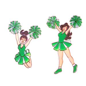 Trinket - Cheerleader Duo 3 " (2 designs) - (24pc) - Emerald / White