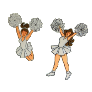 Trinket - Cheerleader Duo 3 " (2 designs) - (24pc) - White / Silver