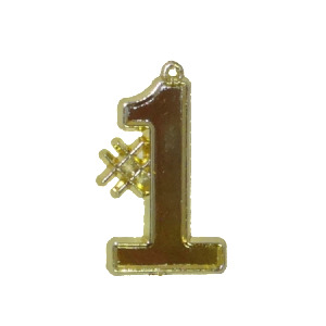 Trinket - # 1 Charm 1.5" - Metallic (24 pc) - Metallic Gold