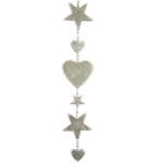 Garland - Friendship Star & Heart - (9ft) Metallic - Metallic Silver