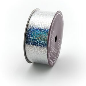 Ribbon - Metallic - Holographic Mylar #9 - 1 5/16" x 25 yds - Silver Hologram