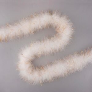 Feathers -  Marabou Medium Weight Feather Boa 6ft - White with Metallic - White/Gold