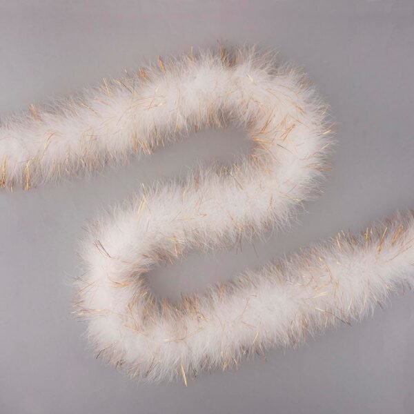 Feathers -  Marabou Medium Weight Feather Boa 6ft - White with Metallic - White/Gold