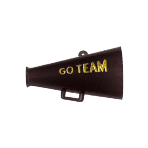 Trinket - Megaphone w/ Go Team - 3D 1.5" - (12pc) - Black / Gold