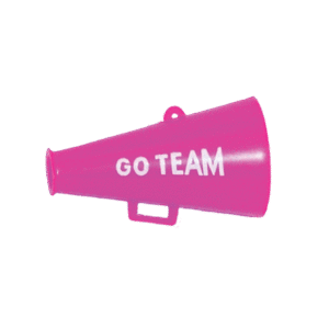 Trinket - Megaphone w/ Go Team - 3D 1.5" - (12pc) - Hot Pink / White