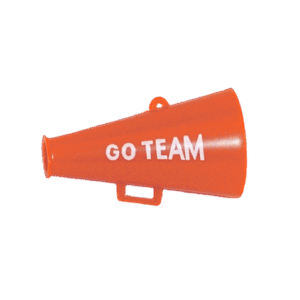 Trinket - Megaphone w/ Go Team - 3D 1.5" - (12pc) - Orange / White