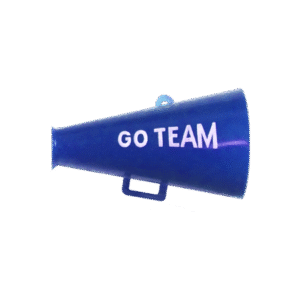 Trinket - Megaphone w/ Go Team - 3D 1.5" - (12pc) - Royal / White