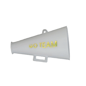 Trinket - Megaphone w/ Go Team - 3D 1.5" - (12pc) - White / Gold