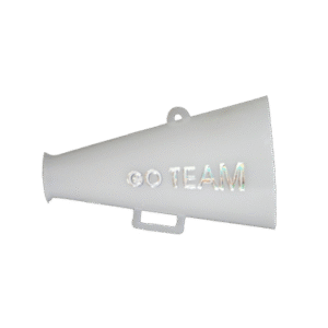 Trinket - Megaphone w/ Go Team - 3D 1.5" - (12pc) - White / Silver