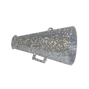 Trinket – Megaphone – 1.75″ Glitter (12pc) - Silver