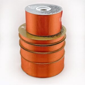 Ribbon - Satin Lustre / Luster (Gold Label) - #3 - 9/16" x 100 yds - Pumpkin (Darker Orange)