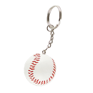 Sport Keychain - Baseball 1.5" (12 pc) - White/Red