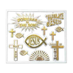 Trinket - Christian Charm Sets - (12 sets) - White / Gold