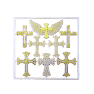 Trinket - Assorted Crosses - (12 sets) - White / Gold