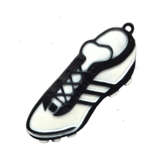Sports Trinket - 3" Domed Track Shoe - White w/ Black (12 pk)