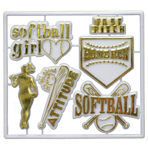 Trinket - Softball Charm Pack - 12pc - White / Gold