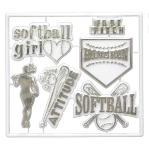 Trinket - Softball Charm Pack - 12pc - White / Silver