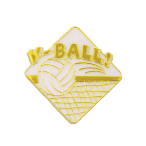 Trinket - Volleyball "V-Ball" Charm 2"x2" - (24pc) - White / Gold