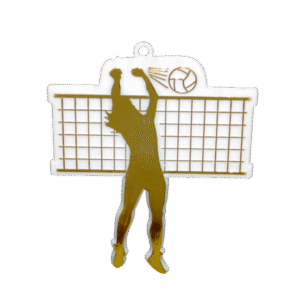 Trinket - Volleyball Girl Spike - 12pc - White / Gold