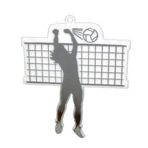 Trinket - Volleyball Girl Spike - 12pc - White / Silver