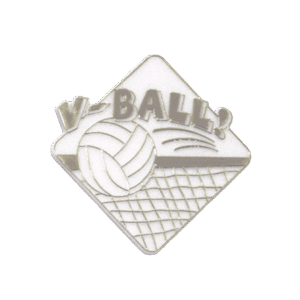 Trinket - Volleyball "V-Ball" Charm 2"x2" - (24pc) - White / Silver