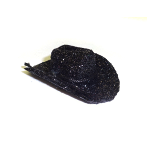 2 inch Glittered Cowboy Hat (6pc) - Metallic Black