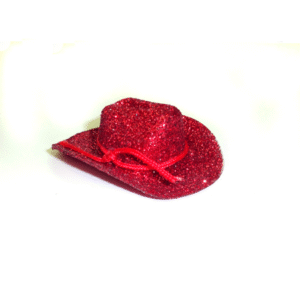 2 inch Glittered Cowboy Hat (6pc) - Metallic Red