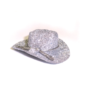 2 inch Glittered Cowboy Hat (6pc) - Metallic Silver