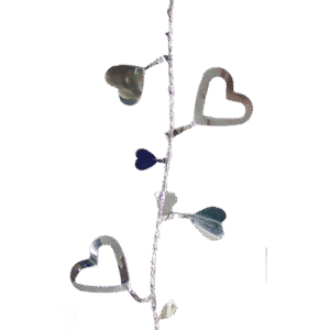 Garland - Wire Foil Mylar Open Heart Garland - 25ft - Metallic Silver