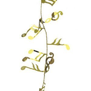 Garland - Wire Foil Mylar Music Note Garland - 25ft - Metallic Gold