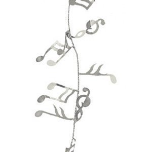 Garland - Wire Foil Mylar Music Note Garland - 25ft - Metallic Silver