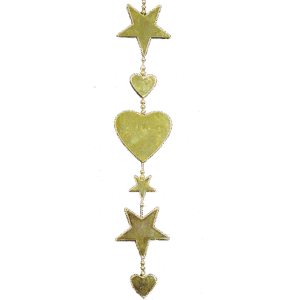Garland - Friendship Star & Heart - (9ft) Metallic - Metallic Gold