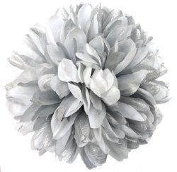 Flower - Mum - 6.5" Metallic Two-Tone (12 pc) - Metallic Silver / White