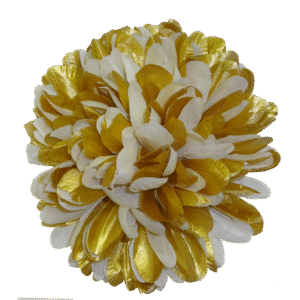 Flower - Mum - 6.5" Metallic Two-Tone (12 pc) - Metallic Gold / White